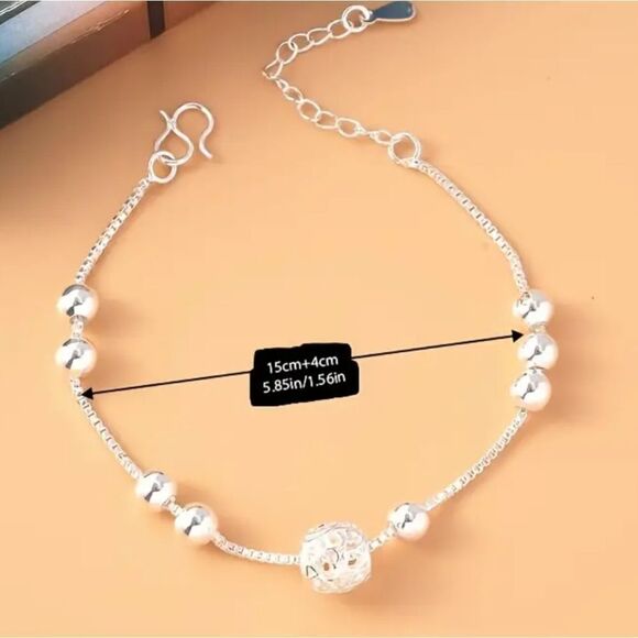 Elegant 925 sterling silver charm bracelet. - Picture 4 of 6